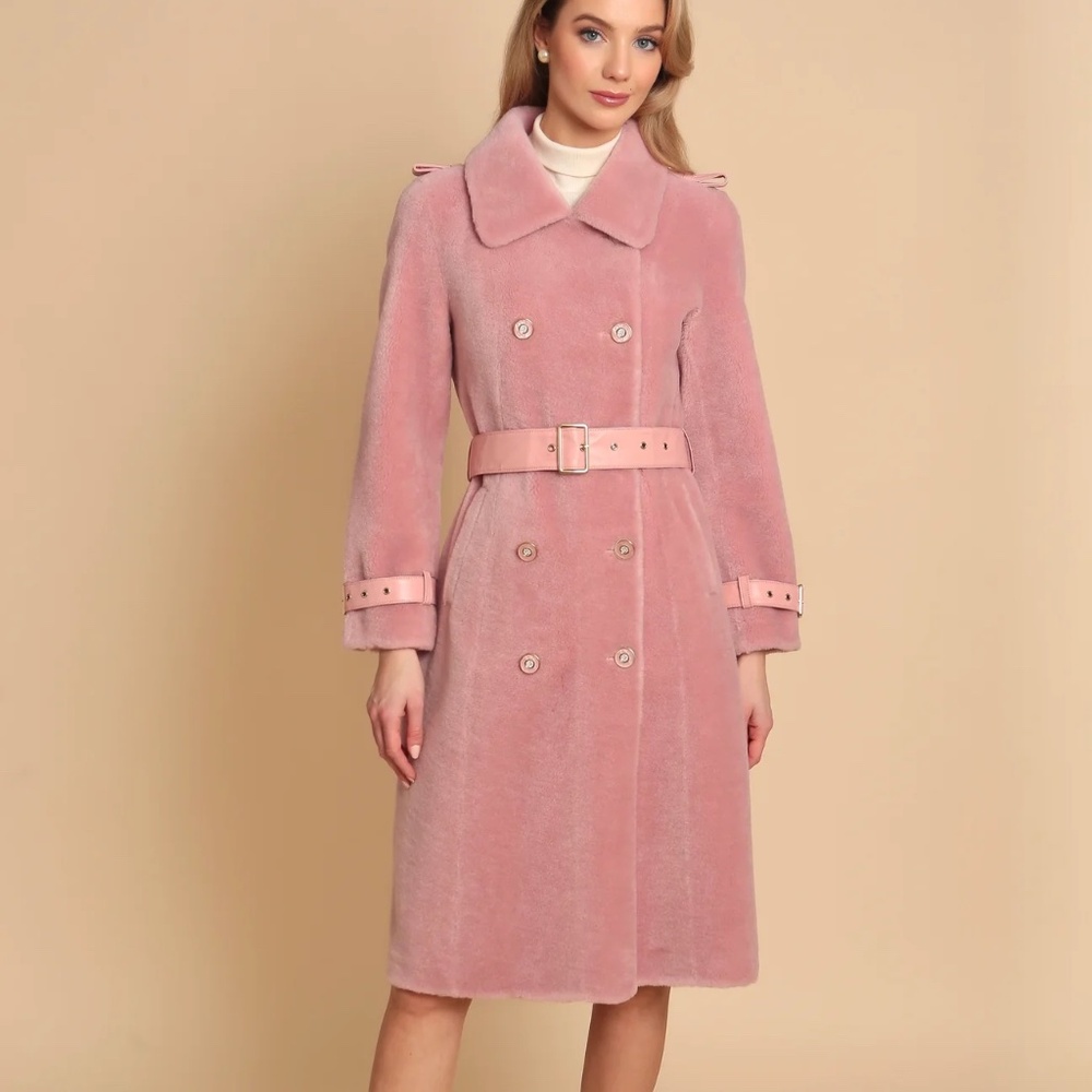 Santinni London - Loren Wool Trench Coat in Rosa - Small